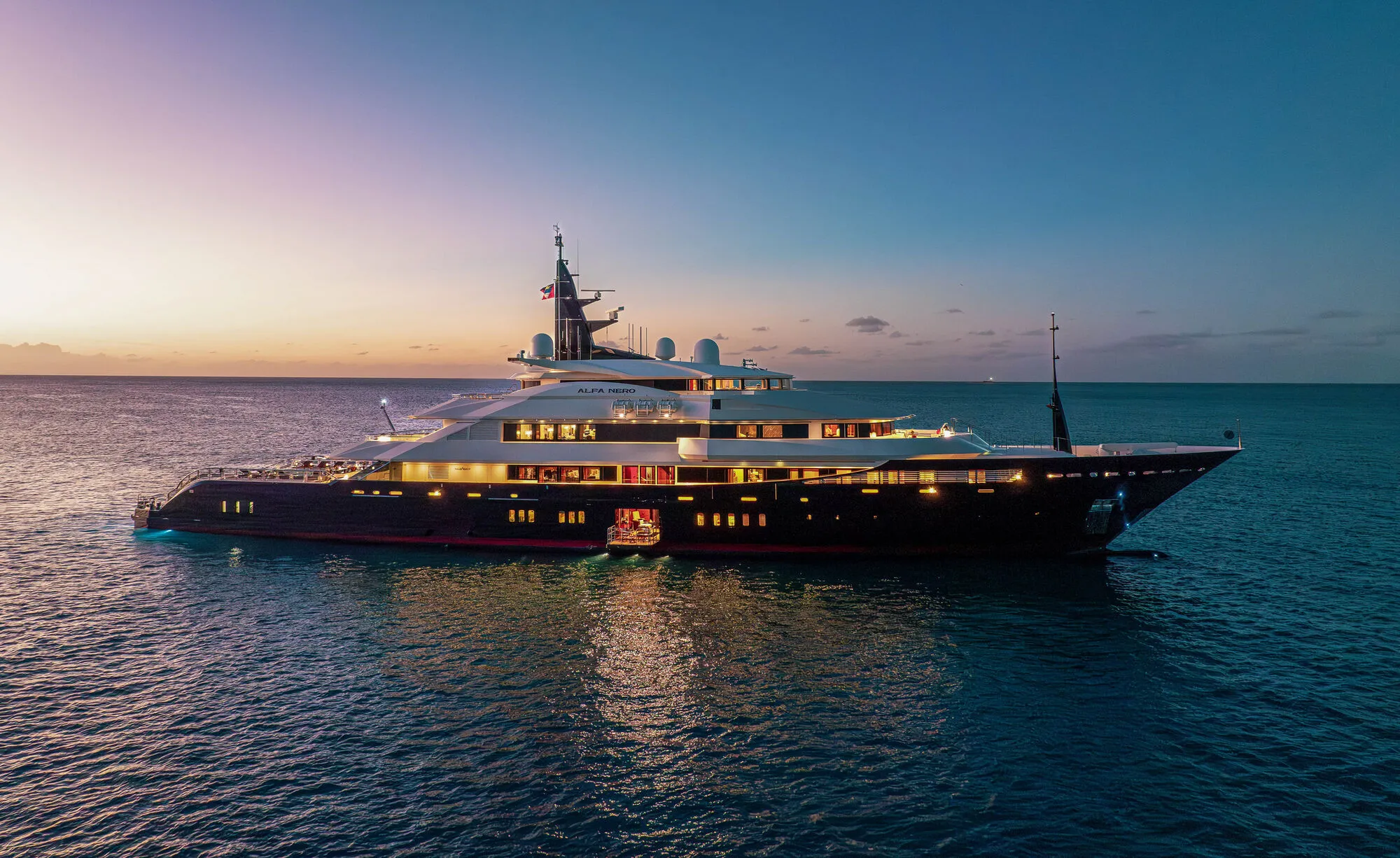 ALFA NERO at evening, on the French Riviera
