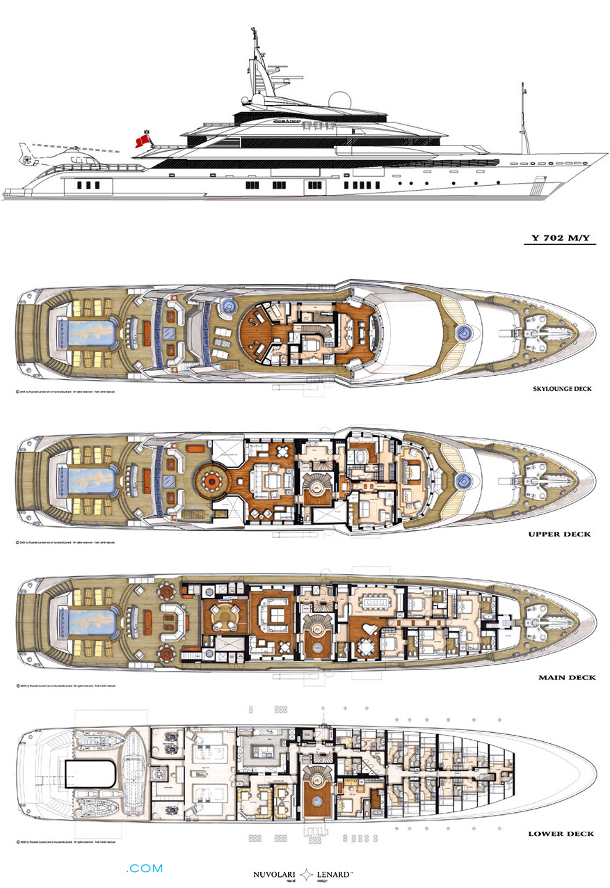 ALFA NERO Y 702 M/Y Deck Plans by Nuvolari Lenard